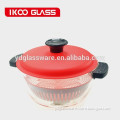 2014 high quality microwave safe round glass pot with pp lid 1500ml